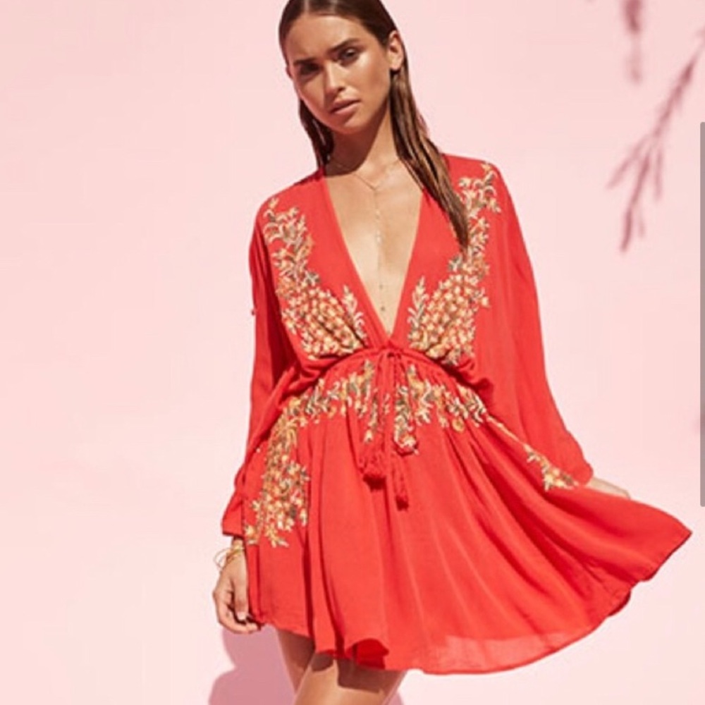 Free People Pretty Pineapple Dress in Poppy Combo
